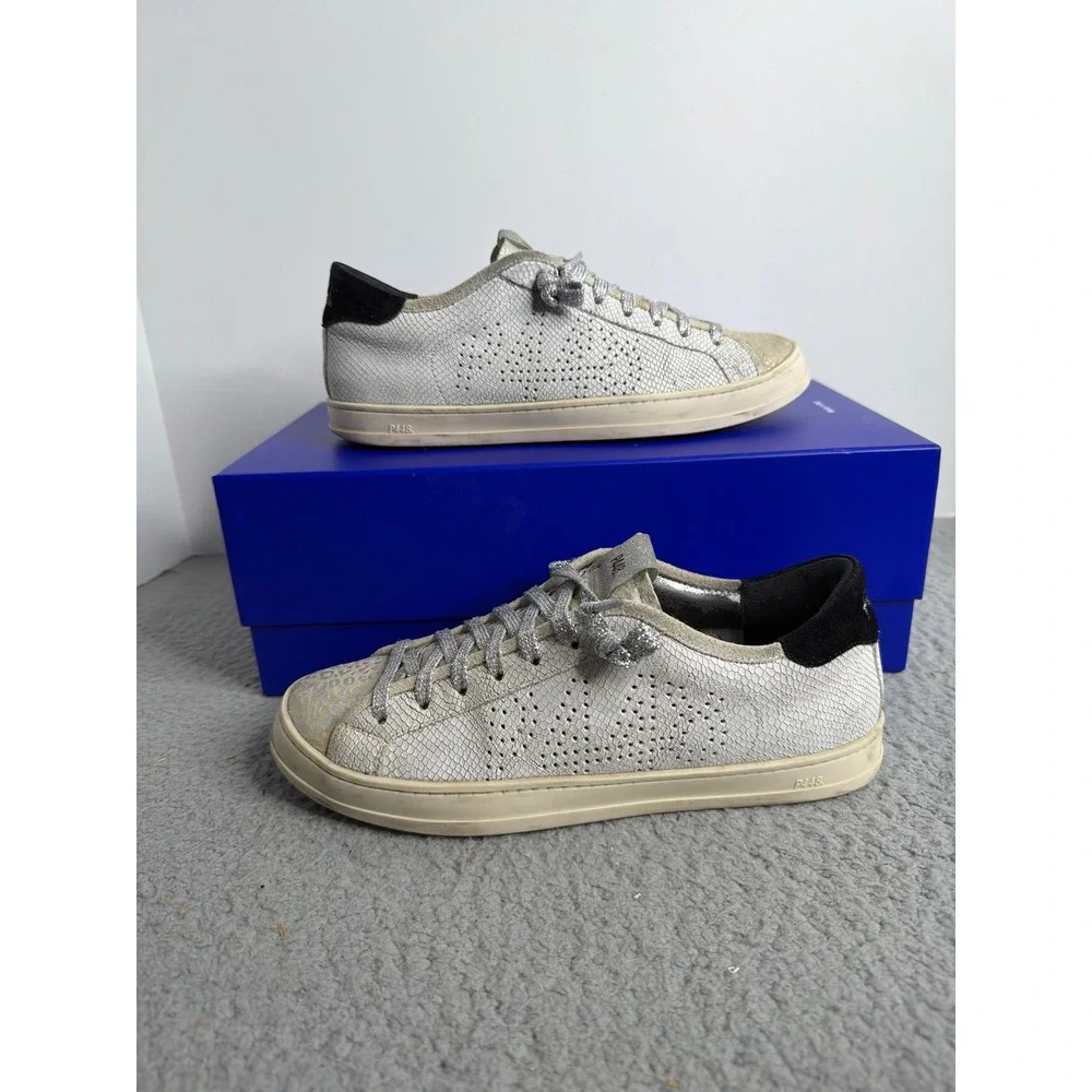 P448 John Silver Snakeskin Leopard John Sneakers Italian Womens 39 Shoes 8.5 US